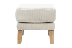 Pouf repose-pieds déhoussable scandinave en tissu velours côtelé beige et bois clair OSLO