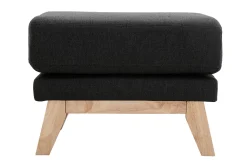 Pouf repose-pieds déhoussable scandinave en tissu gris foncé et bois clair OSLO