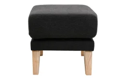 Pouf repose-pieds déhoussable scandinave en tissu gris foncé et bois clair OSLO