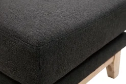 Pouf repose-pieds déhoussable scandinave en tissu gris foncé et bois clair OSLO