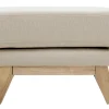 Pouf repose-pieds déhoussable scandinave en tissu beige et bois clair OSLO