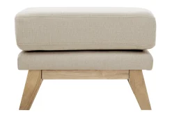 Pouf repose-pieds déhoussable scandinave en tissu beige et bois clair OSLO