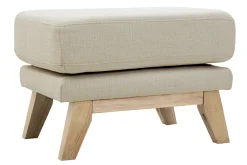 Pouf repose-pieds déhoussable scandinave en tissu beige et bois clair OSLO