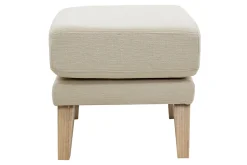 Pouf repose-pieds déhoussable scandinave en tissu beige et bois clair OSLO