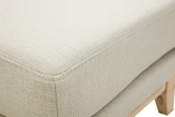 Pouf repose-pieds déhoussable scandinave en tissu beige et bois clair OSLO