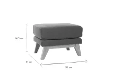 Pouf repose-pieds déhoussable scandinave en tissu bleu canard et bois clair OSLO