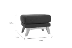 Pouf repose-pieds déhoussable scandinave en tissu bleu foncé et bois clair OSLO
