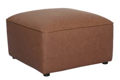 Pouf repose pieds en cuir marron FERGUS