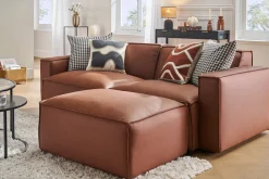 Pouf repose pieds en cuir marron SPLIT