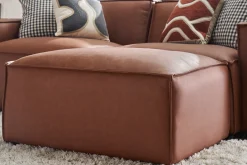 Pouf repose pieds en cuir marron SPLIT