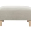 Pouf repose-pieds en tissu chenille beige et bois clair L75 cm BASTILLE
