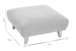 Pouf repose-pieds en tissu chenille beige et bois clair L75 cm BASTILLE