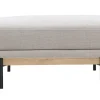 Pouf repose pieds en tissu chenille beige et métal noir TODD