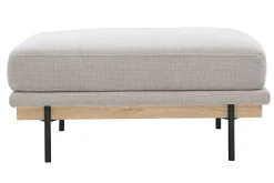 Pouf repose pieds en tissu chenille beige et métal noir TODD