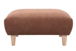 Pouf repose-pieds en tissu chenille terre brûlée et bois clair L75 cm BASTILLE
