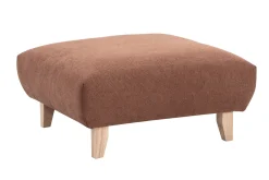 Pouf repose-pieds en tissu chenille terre brûlée et bois clair L75 cm BASTILLE