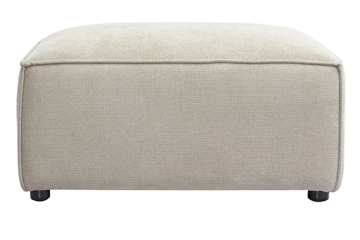 Pouf repose pieds en tissu chenille beige SPLIT