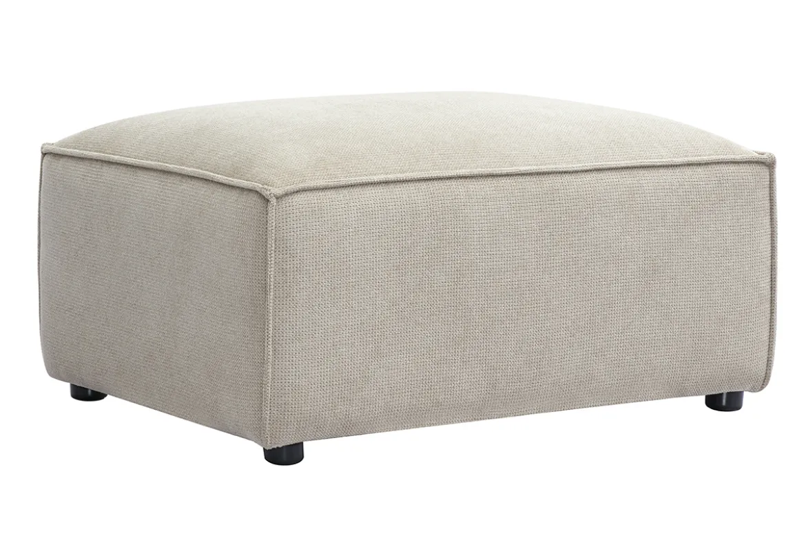 Pouf repose pieds en tissu chenille beige SPLIT