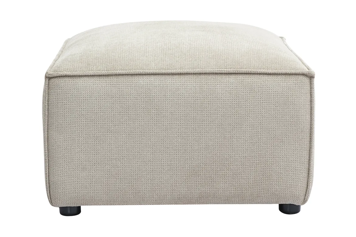 Pouf repose pieds en tissu chenille beige SPLIT