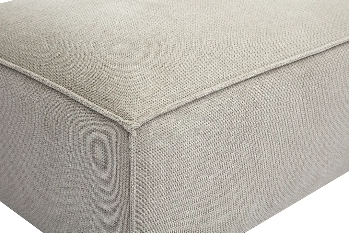 Pouf repose pieds en tissu chenille beige SPLIT