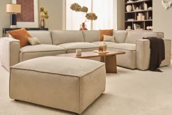 Pouf repose pieds en tissu chenille beige SPLIT