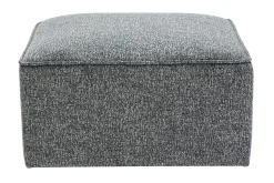 Pouf repose pieds en tissu chiné gris foncé KERRY