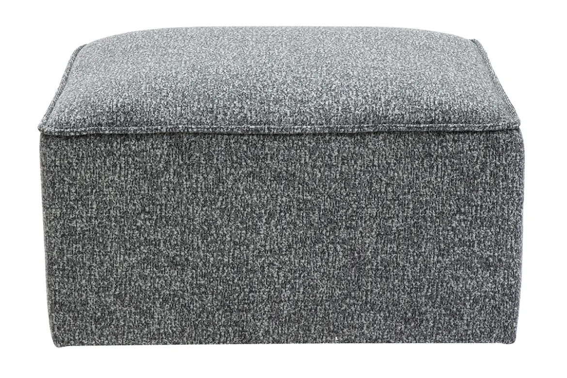 Pouf repose pieds en tissu chiné gris foncé KERRY