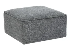 Pouf repose pieds en tissu chiné gris foncé KERRY
