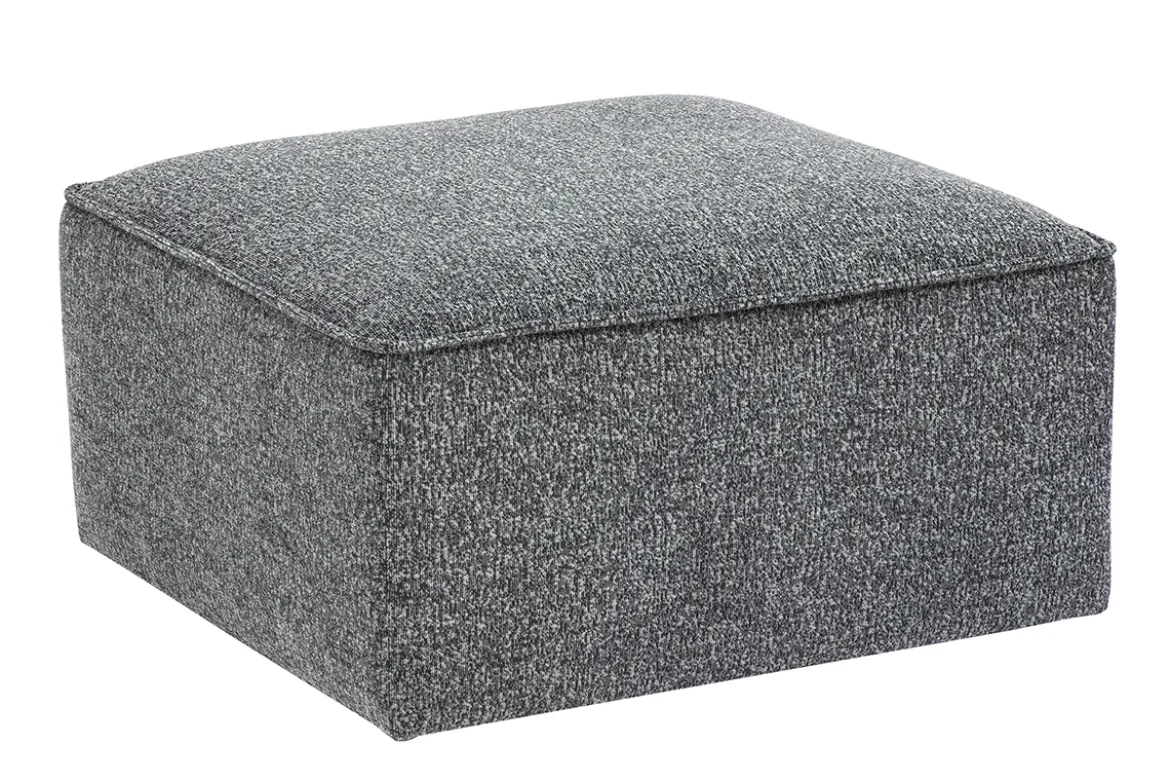 Pouf repose pieds en tissu chiné gris foncé KERRY