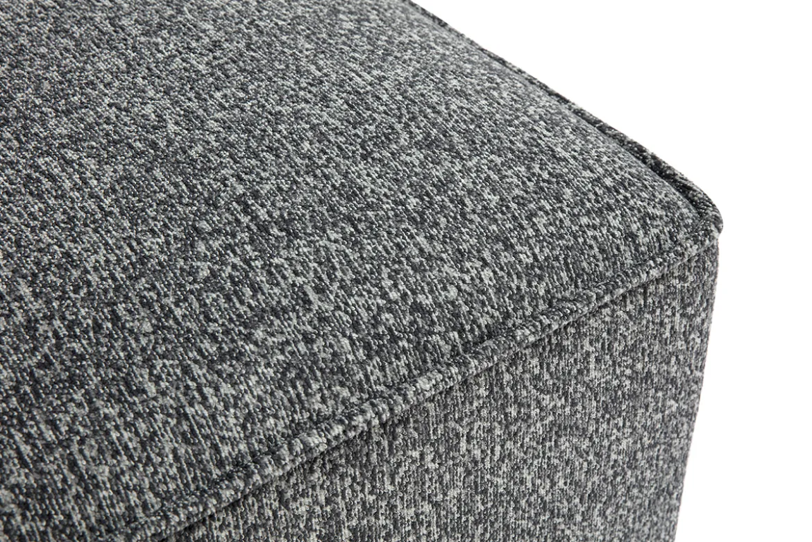 Pouf repose pieds en tissu chiné gris foncé KERRY