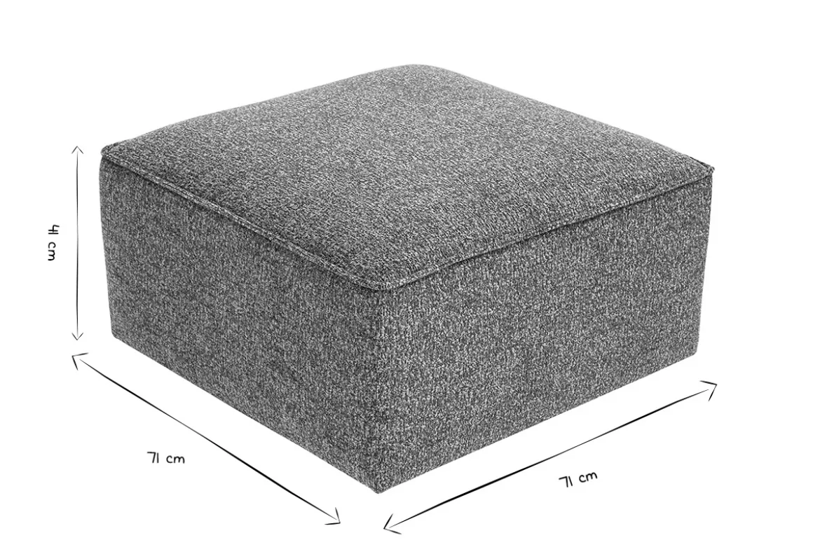 Pouf repose pieds en tissu chiné gris foncé KERRY