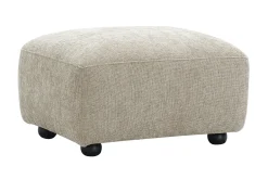 Pouf repose pieds en tissu effet velours texturé beige JOYA