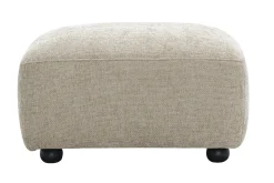 Pouf repose pieds en tissu effet velours texturé beige JOYA