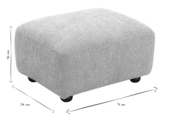 Pouf repose pieds en tissu effet velours texturé beige JOYA