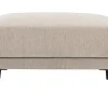 Pouf repose pieds en tissu effet velours taupe et métal noir JERRY
