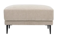 Pouf repose pieds en tissu effet velours taupe et métal noir JERRY
