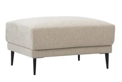 Pouf repose pieds en tissu effet velours taupe et métal noir JERRY