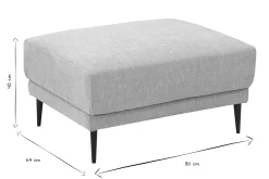 Pouf repose pieds en tissu effet velours taupe et métal noir JERRY