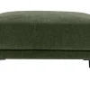 Pouf repose pieds en tissu effet velours vert kaki et métal noir JERRY