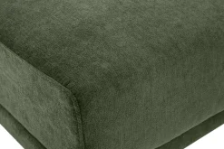 Pouf repose pieds en tissu effet velours vert kaki et métal noir JERRY