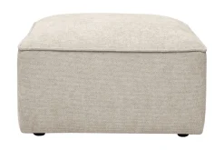 Pouf repose pieds en tissu effet velours texturé beige KERRY