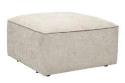 Pouf repose pieds en tissu effet velours texturé beige KERRY