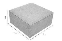 Pouf repose pieds en tissu effet velours texturé beige KERRY