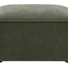 Pouf repose pieds en tissu effet velours vert kaki KERRY