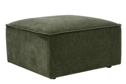 Pouf repose pieds en tissu effet velours vert kaki KERRY