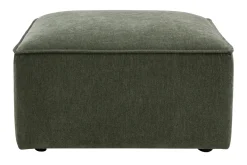 Pouf repose pieds en tissu effet velours vert kaki KERRY