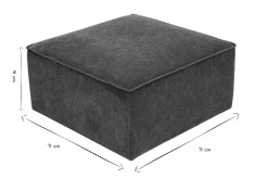 Pouf repose pieds en tissu effet velours vert kaki KERRY