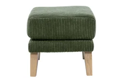 Pouf repose-pieds scandinave en tissu velours côtelé vert kaki et bois clair OSLO