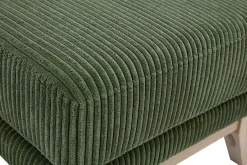 Pouf repose-pieds scandinave en tissu velours côtelé vert kaki et bois clair OSLO