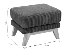 Pouf repose-pieds scandinave en tissu velours côtelé vert kaki et bois clair OSLO
